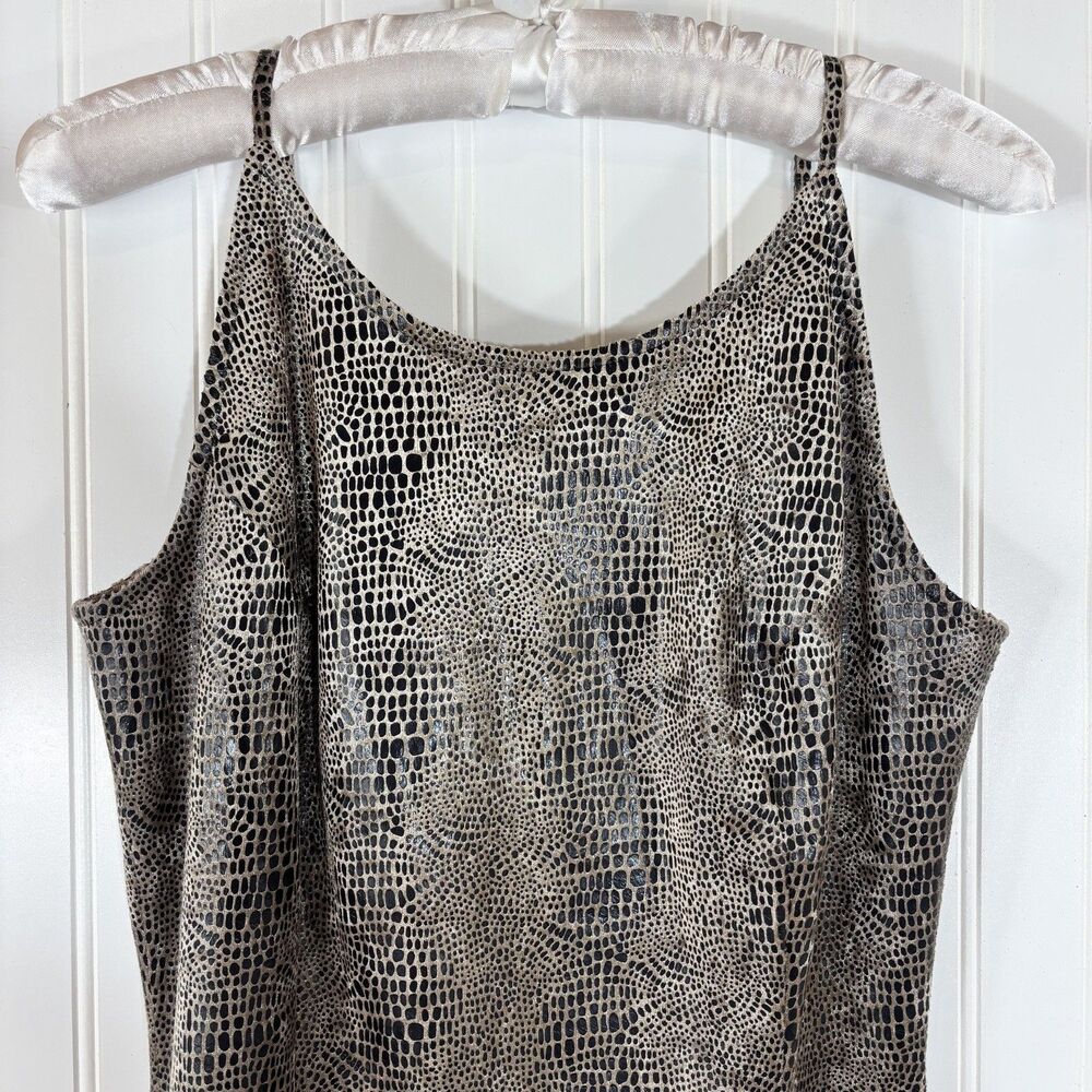 Vtg 90s Slip Dress Sz 4 Textured Velvet Snake Y2K Kennedy Mob Wife Chic Neutral - Picture 2 of 15